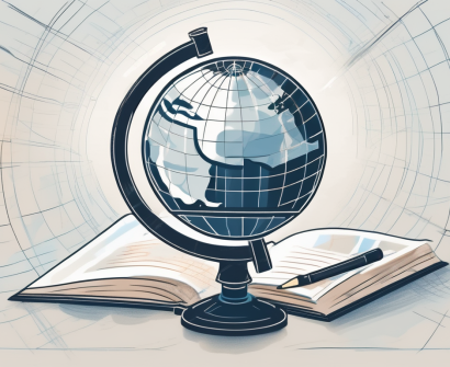 A globe with a magnifying glass hovering over it