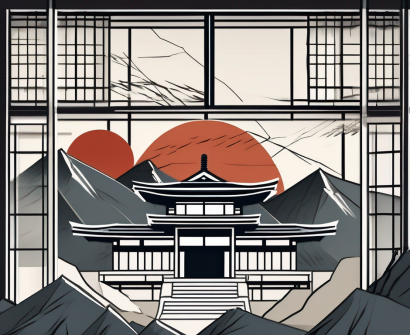 A traditional japanese school building with cracks representing the challenges
