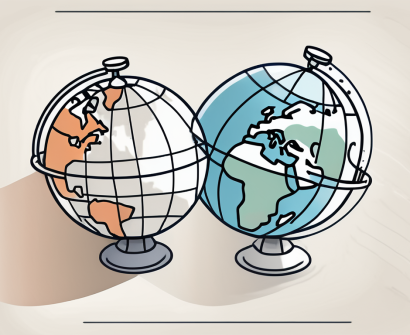 A globe with two academic caps