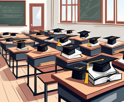 A classroom in thailand with empty desks
