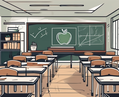 A classroom setting in singapore with symbols of education like books