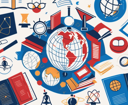 Various iconic educational symbols from around the world
