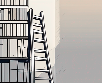 A ladder leaning against a book
