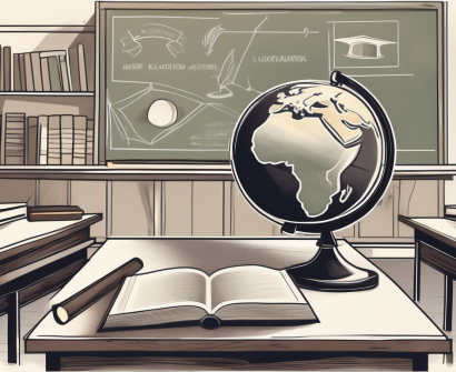 A classroom setting in singapore with various teaching tools like a blackboard