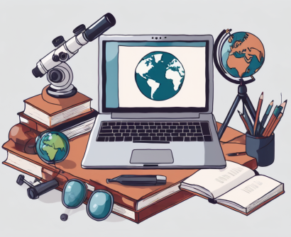A laptop with a globe on the screen
