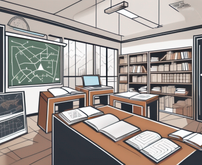 A classroom setting in singapore with various educational tools like books