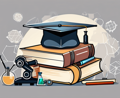 A stack of books with a graduation cap on top
