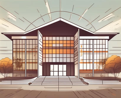 An international school building with open doors
