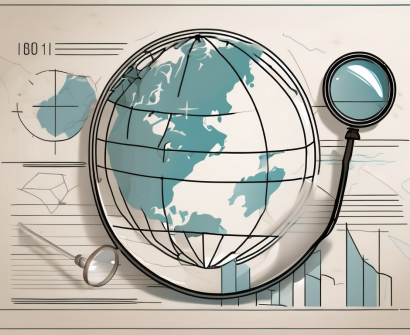 A globe surrounded by iconic symbols of various countries