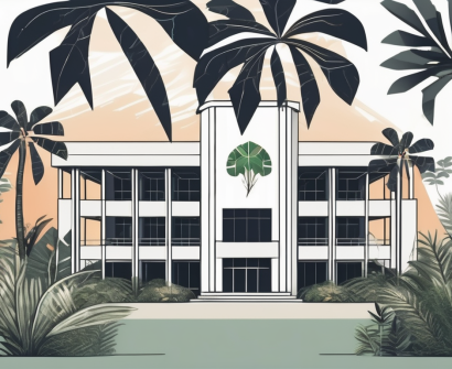 An international school building in papua new guinea surrounded by tropical flora