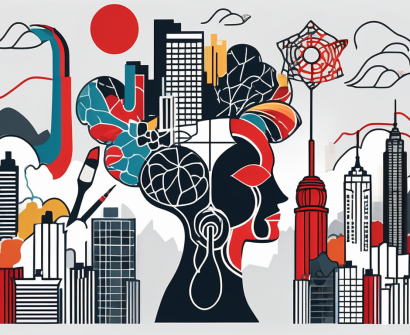 Four distinct sections representing different artistic and humanistic elements