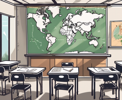 A classroom setting in indonesia with desks