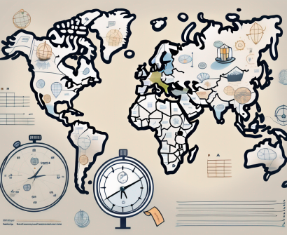 A global map featuring different international schools