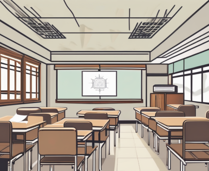 A traditional thai classroom setting with an integrated quality teaching strategy (iqts) symbol