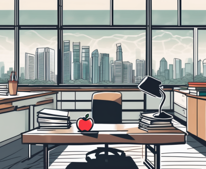 A classroom with a globe
