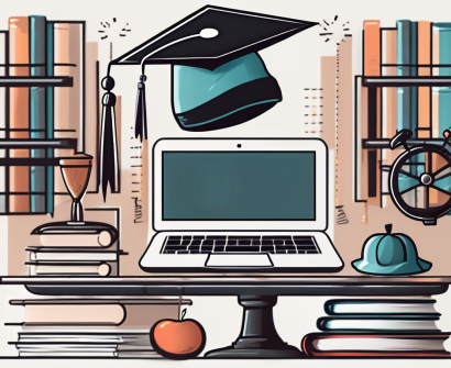 A balanced scale with books and a graduation cap on one side