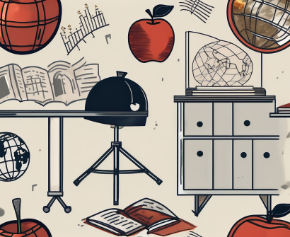 A classroom setting with a globe focused on spain