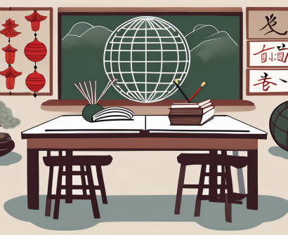 A classroom with different cultural symbols