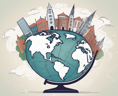 A globe with various iconic international school buildings