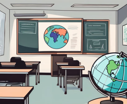 A singaporean classroom setting with a world globe
