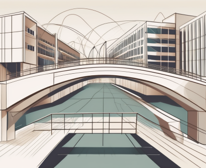 Various international school buildings interconnected with bridges