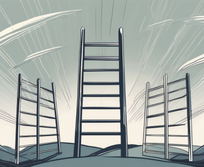 A ladder reaching up towards a wide