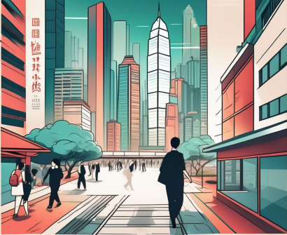 A vibrant hong kong cityscape with iconic landmarks