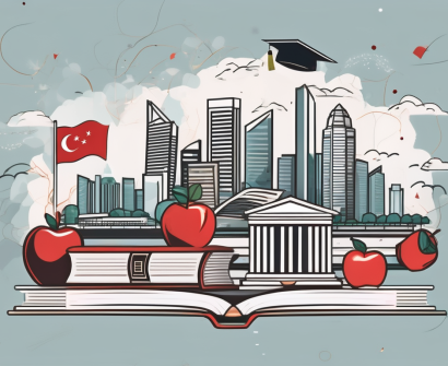 A bustling singapore skyline with iconic landmarks