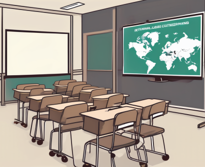 A classroom setting in thailand with a globe