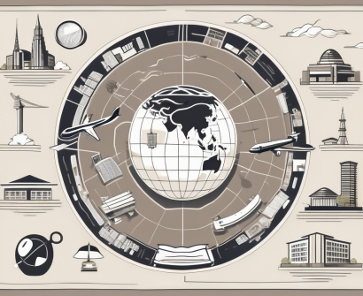 A collection of eight symbolic items (like a globe