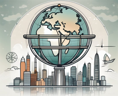 A globe with iconic hong kong landmarks