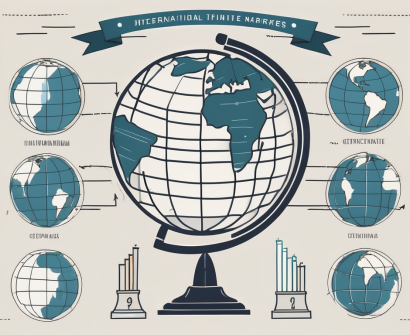 A globe with eight distinct markers placed on various locations in the us