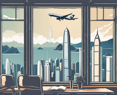 The hong kong skyline with iconic landmarks