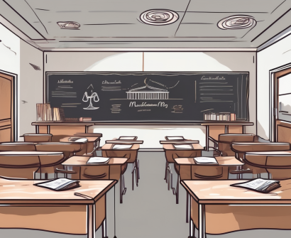 A classroom setting in dubai with a chalkboard