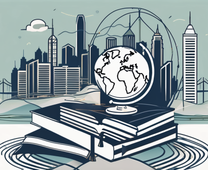 A globe with symbolic teaching tools like a graduation cap