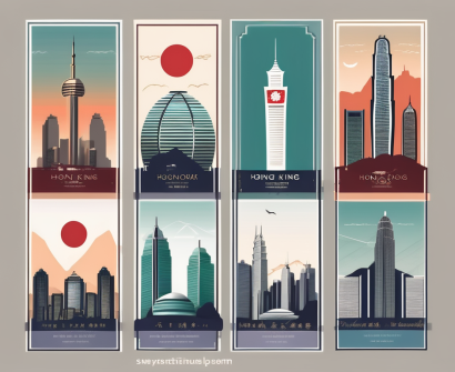 Four different iconic landmarks of hong kong