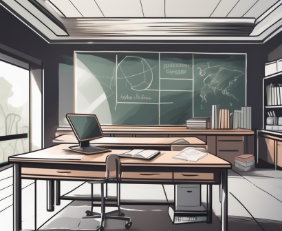 A classroom setting in singapore with a prominent teacher's desk