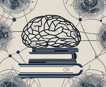 A stack of books with symbols representing various academic disciplines