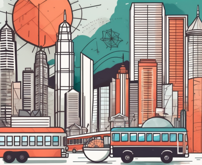 A vibrant hong kong cityscape with iconic landmarks