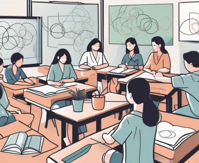A classroom setting in thailand with various educational tools and resources