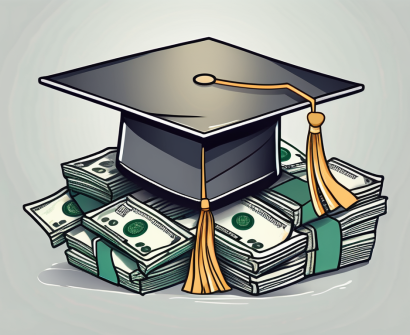 A graduation cap placed on top of a pile of thai baht