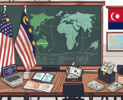 A classroom setting in malaysia with a chalkboard
