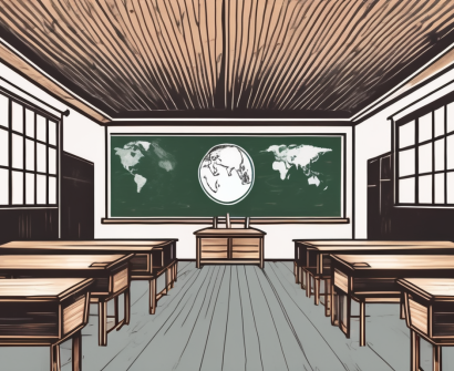 A traditional vietnamese classroom setting with two chalkboards side by side