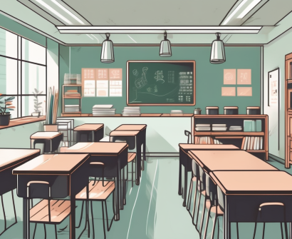 A well-organized classroom in hong kong with various elements like desks