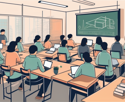 A classroom scene in hong kong with various teaching tools like books