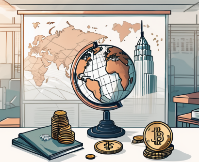 A classroom setting with a globe