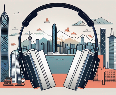 The hong kong skyline with various iconic landmarks like the victoria harbor and peak