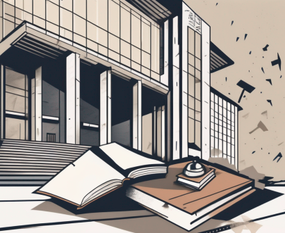 A university building in hong kong with symbolic representations of five different issues such as a broken graduation cap