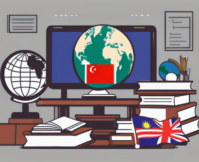A classroom setting filled with educational resources like books
