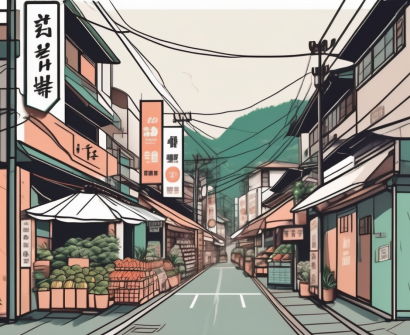 A typical taiwanese street with various cost indicators like a grocery store
